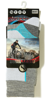 Sesto Senso Trekking Winter Wollsocken – Warme, Atmungsaktive Trekking-Socken mit Verstärkungen, Antibakteriell, Für Herren und Damen, Grau/Mehrfarbig, Ideal für Herbst/Winter Outdoor-Aktivitäten und Sport