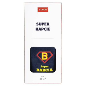 Kapcie dla Babci SOXO Super Babcia w pudełku na prezent