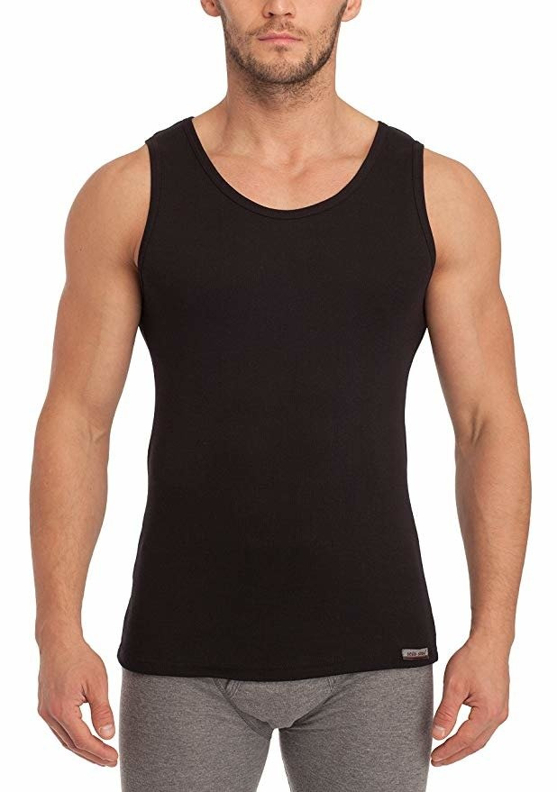 Sesto Senso Herren Tank Top – Baumwolle Unterhemd mit Trägern, Komfortable Passform, Klassisches Design, Atmungsaktiv, Schwarz, Für Alltag und Freizeit