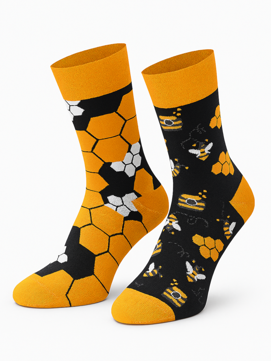 Bunte Socken Damen/Herren Bienen Schwarz Mehr Mode