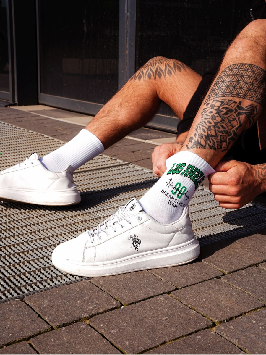 Herrensocken Go! Weiß mit Print