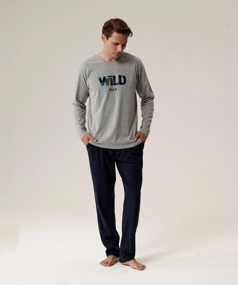 Herren-Pyjama Serie nmp-392 Grün/Grau/Marineblau