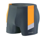 Sesto Senso Herren Badeboxershorts – Schnelltrocknender Poliamid-Elasthan Mix, Enganliegend mit Kontraststreifen, Ideal für Schwimmen und Strand, Grau/Orange, Modell BD381