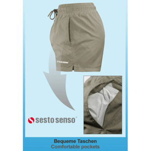 Sesto Senso Herren Badeshorts SZ24 – Schnelltrocknender Polyester, Bequeme Passform mit Elastischem Bund, Funktionale Taschen, Grün/Khaki, Ideal für Strand und Pool, Frühjahr/Sommer Kollektion