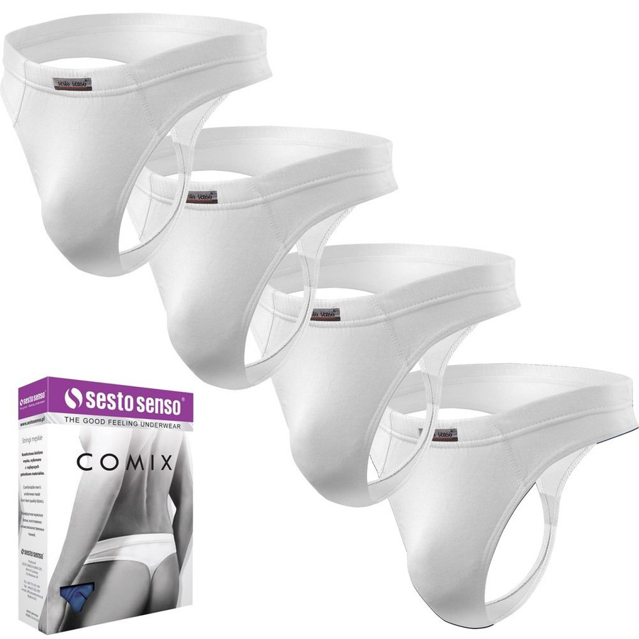 4X Stringi męskie z micromodalu COMIX Sesto Senso