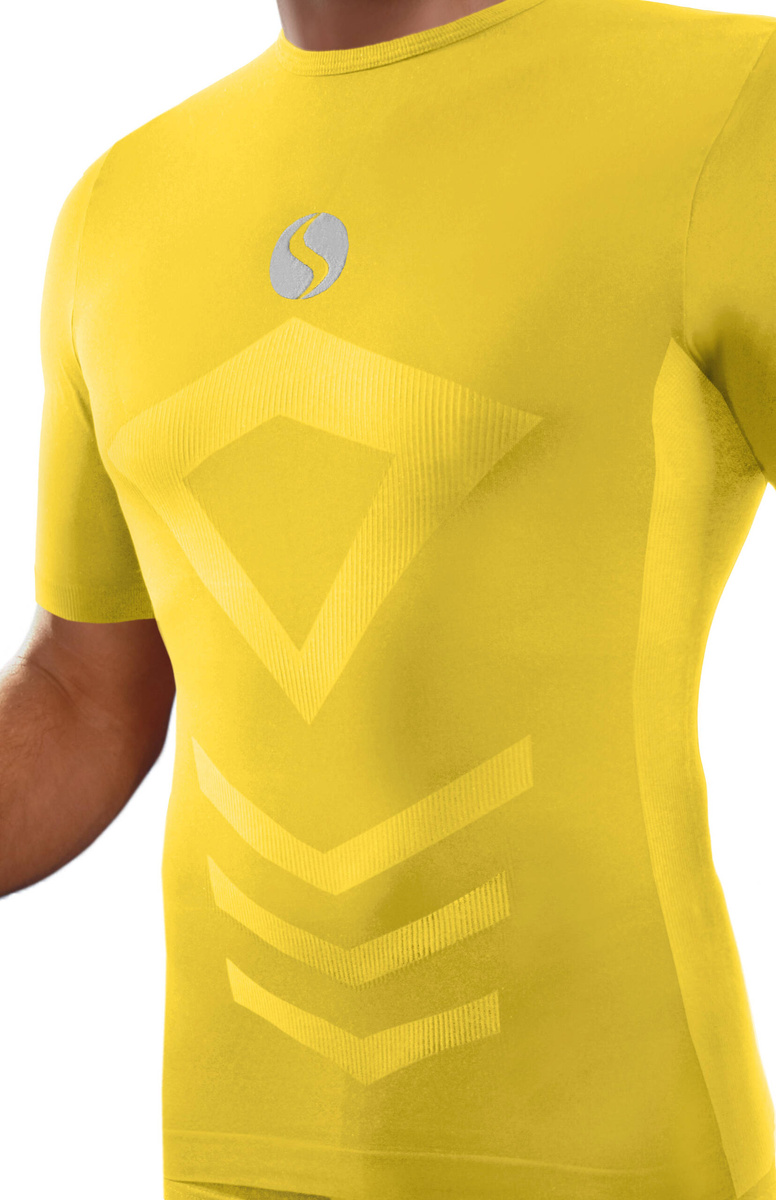 Sesto Senso Herren T-Shirt Kurzarm Thermo Active CL39 – Atmungsaktiv, Nahtlos, Antiallergisch, Elastisch, Für Sport und Outdoor, Poliamid, Gelb, Sportliche Funktionskleidung für Männer