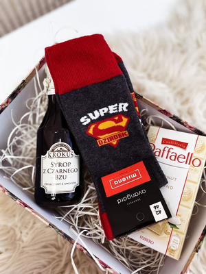 Socken Serie Opa und Oma Dunkelmelange 2, rot, grau, schwarz