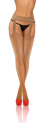 Sesto Senso Damen Strumpfhose Beatrice – Elegante Strippanty mit Spitzenabschluss, 15 DEN, Bequem ohne Hüftdruck, Universell für Alltag und besondere Anlässe, Beige, Poliamid-Elastan Mix, Neu