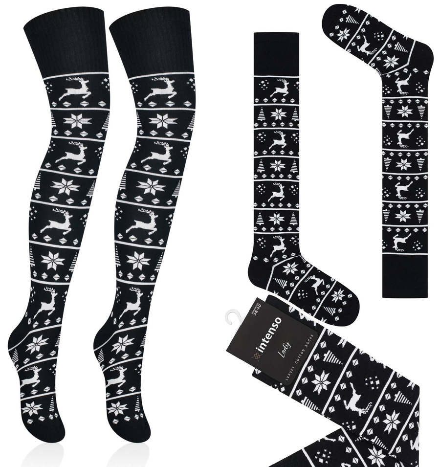 Strumpf Damen Serie Weihnachtsmuster Art. 372 Schwarz