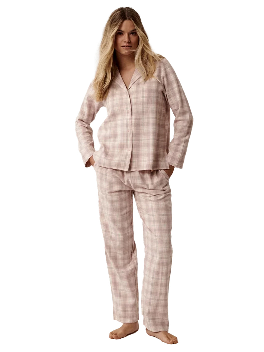 Damen Schlafanzug nlp-505 Ecru/Violett