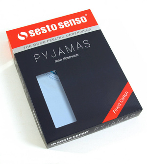 Schlafanzug Herren Kurzarm Blau