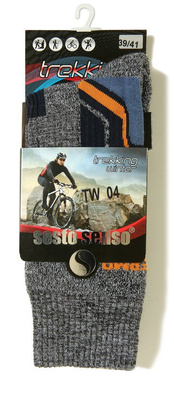 Wollsocken Trekking Winter Grau Mehrfarbig