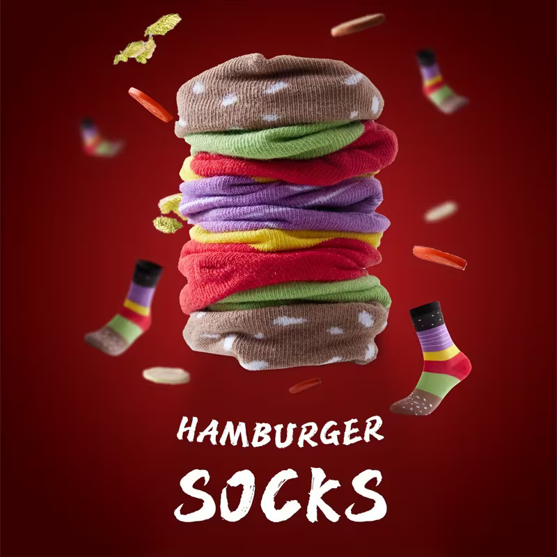 Geschenksocken in einer Hamburgerbox