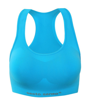 Sesto Senso Damen Seamless Sport-BH – Bequemer, Atmungsaktiver Top aus Poliamid, Elastisch, Thermoregulierend, Für Fitness und Crossfit, Blau, Neu