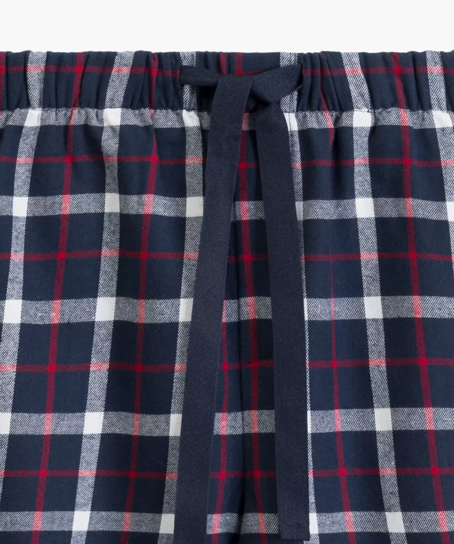 Pyjamahose Serie Nmb-045 Kariert Dunkelblau/Blau