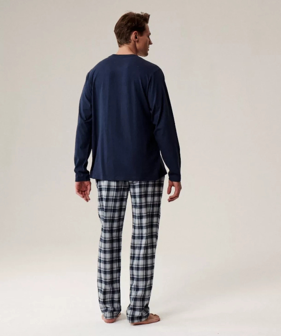 Herrenschlafanzug Serie Nmp-393 Grau Blau