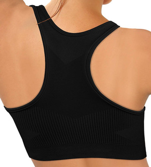 Sesto Senso Damen Seamless Sport Top – Nahtloses Sport-BH-Top mit Thermoregulierung, Atmungsaktiv, Elastisch, Schwarz, Poliamid-Elastan, Fitness & Training