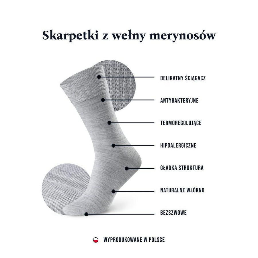 Skarpety męskie wykonane z wełny merynosów Art. 130 Steven