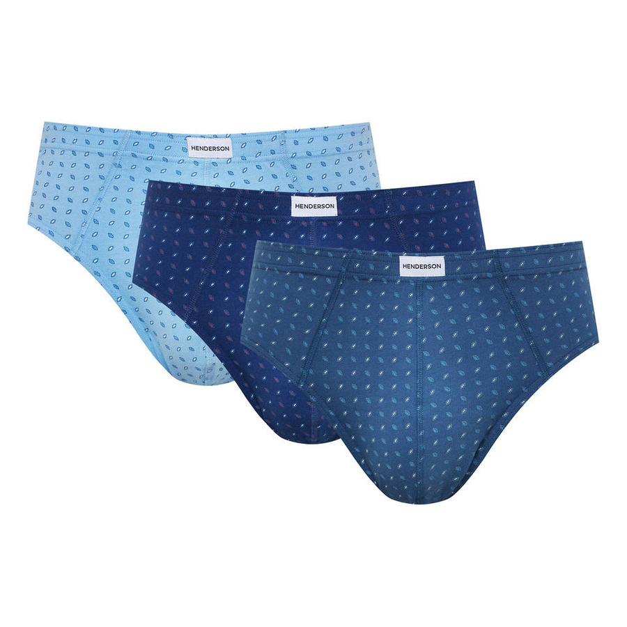 Henderson Herren Baumwoll Slips Set – Bequeme Klassische Unterwäsche, 3er Pack, Kontrastdesign, Große Größen, Farben: Dunkelblau, Hellgrau, Hellblau, Herbst/Winter Kollektion