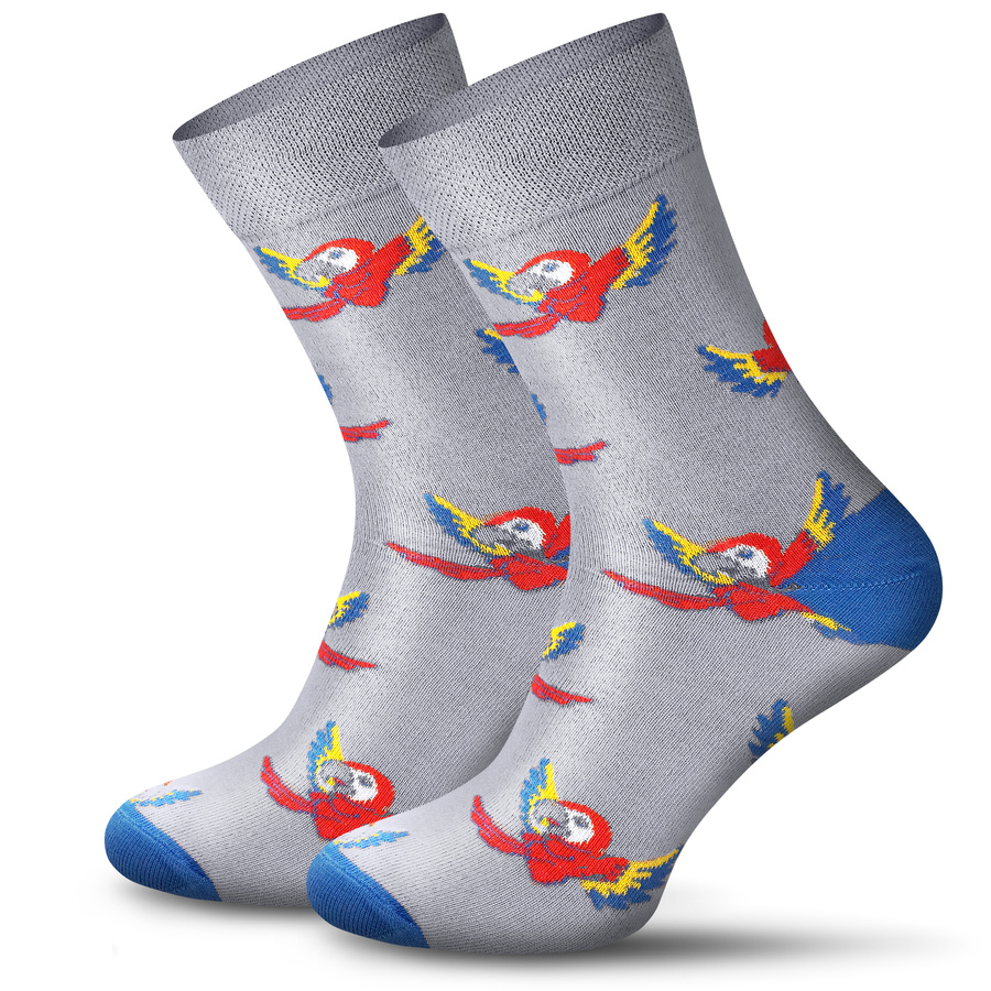 Socken Funny Papagei bunt, grau