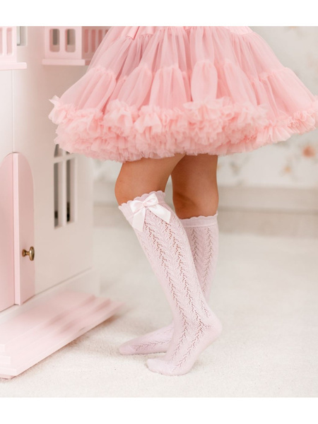 Podkolanówki dziecięce ażurowe z kokardą Milena