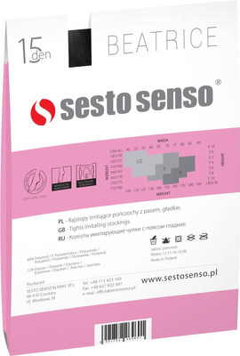 Sesto Senso Damen Strumpfhose Beatrice – Elegante 15 DEN Strippanty mit Spitze, Bequem ohne Druck, Imitation von Strümpfen, Hochwertiger Poliamid-Elastan Mix, Schwarz, Ideal für Alltag und besondere Anlässe